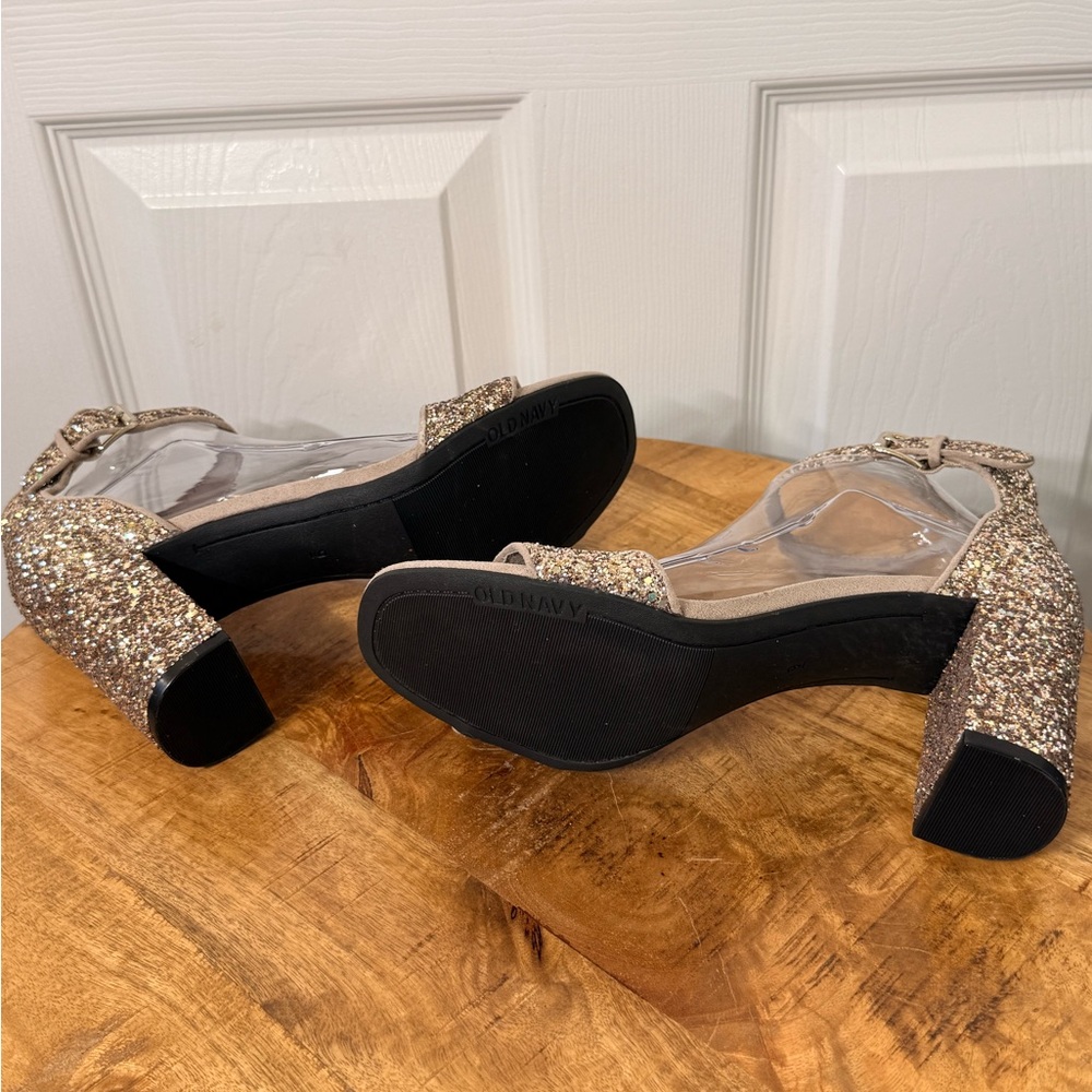 Old Navy Women's Glitter Strap Heels - Tan - Picture 4 of 4